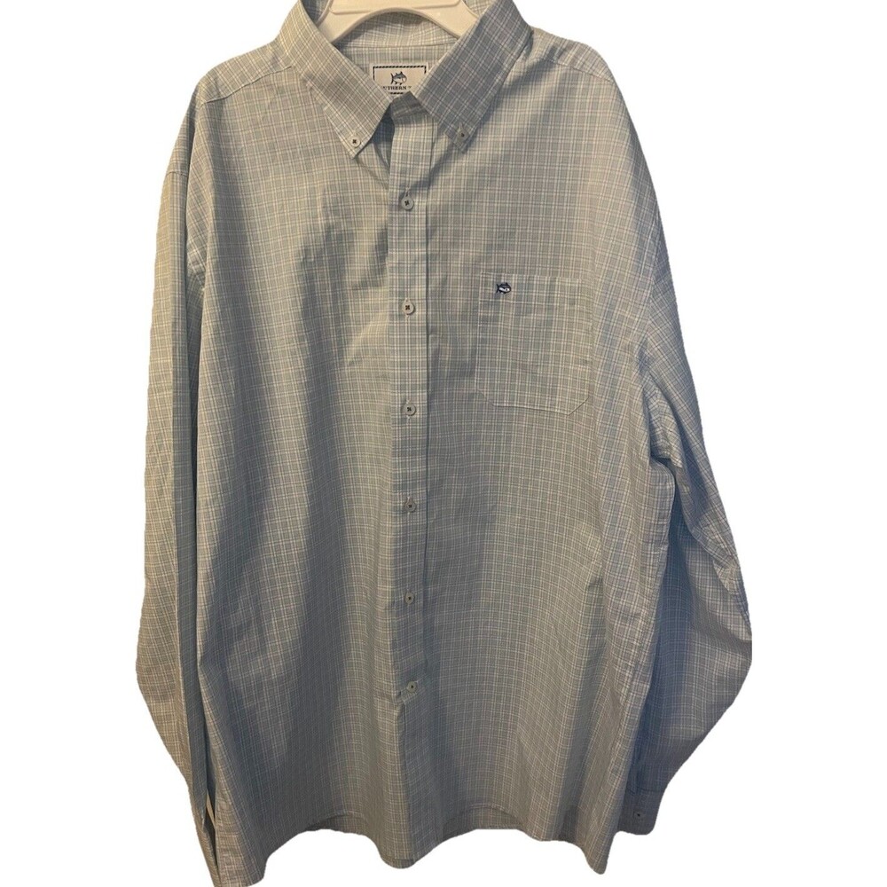 SOUTHERN TIDE CLASSIC Mens XL Blue Plaid Intercoastal Long Sleeve Button Down